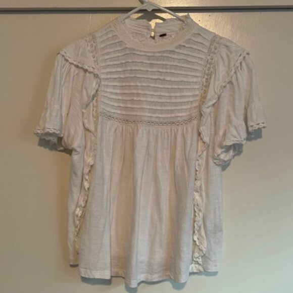 NWT Free People Top White Prairie Medium Cotton Oversized NEW Ivory Hippie $98 - Picture 15 of 15